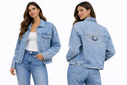 Τζίν jacket Με στράς Μάτι.
