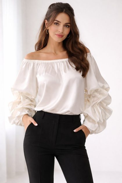 Γυναικεία Σατέν Μπλούζα Off-Shoulder