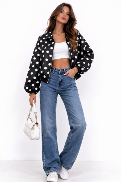 Γυναικείο Κοντό Jacket Mε Πουά Σχέδιο