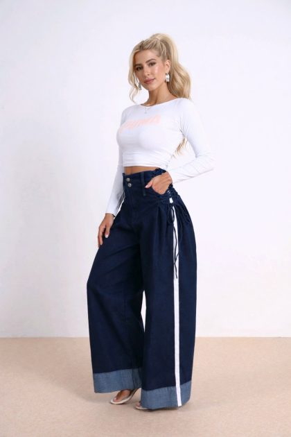 Γυναικείο Ψηλόμεσο Wide Leg Παντελόνι