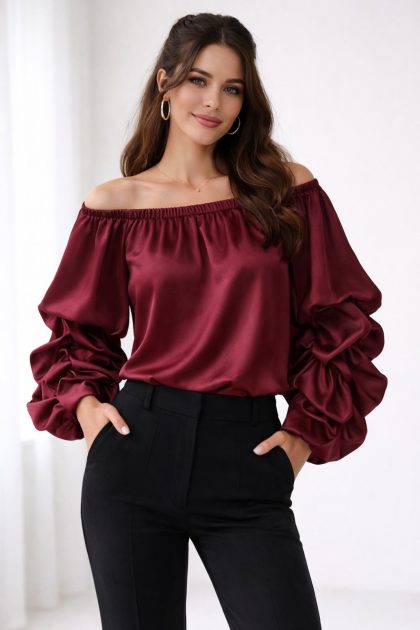 Γυναικεία Σατέν Μπλούζα Off-Shoulder